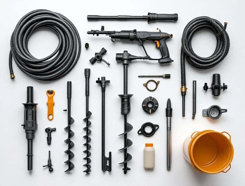 Drain cleaning tools — drum auger, hydrojet nozzles, root cutter, hand spinner — Chattanooga service kit