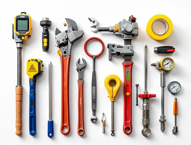 Gas piping tools — pipe wrenches, threader, manometer, CSST scoring tool, bonding clamp