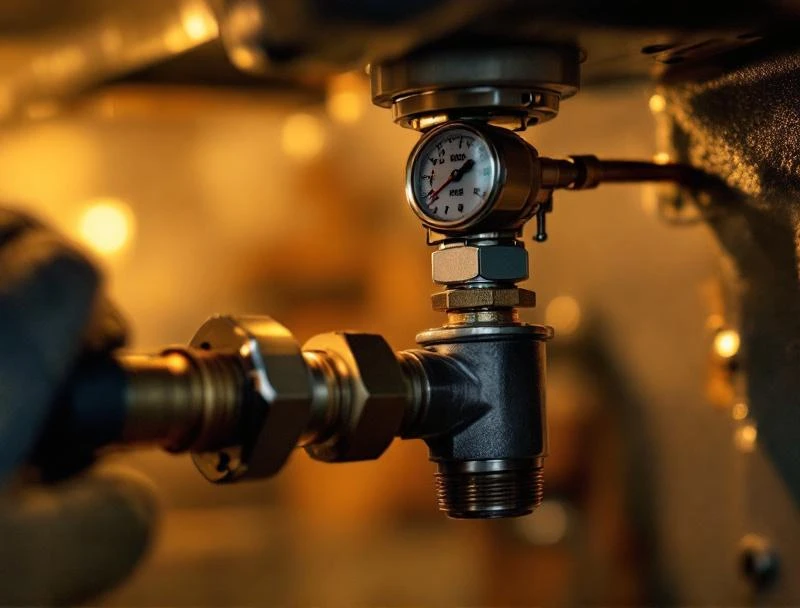 Plumber connecting helium tracer gas regulator to copper supply during Chattanooga slab leak detection